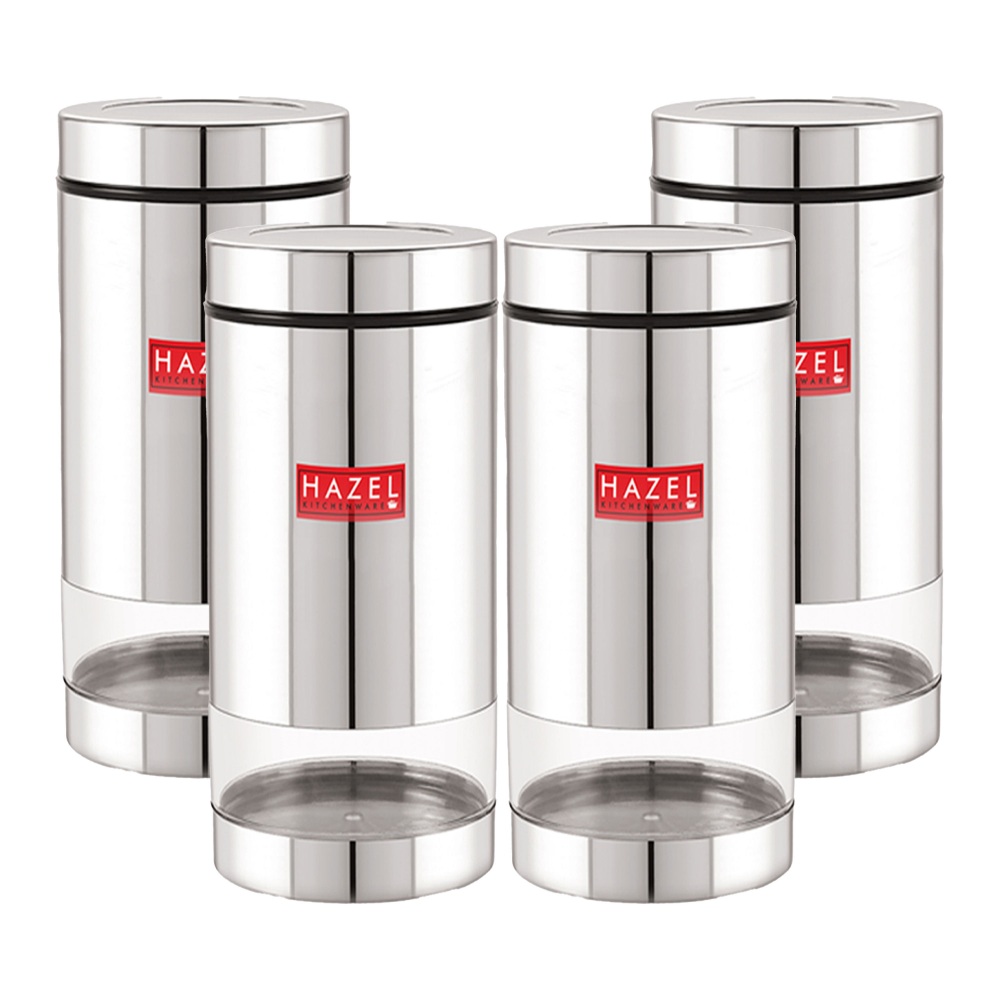 HAZEL Stainless Steel Container Set | Steel Container For Kitchen Storage Set | Multipurpose Storage Box for Kitchen I, 1000 ML, Set of 4