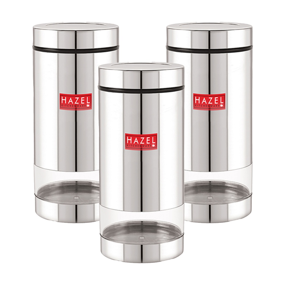 HAZEL Stainless Steel Container Set | Steel Container For Kitchen Storage Set | Multipurpose Storage Box for Kitchen I, 1000 ML, Set of 3