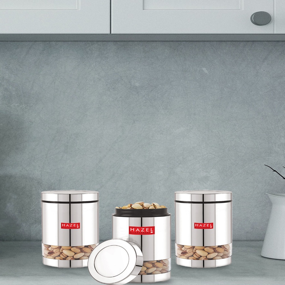 HAZEL Stainless Steel Container Set | Steel Container For Kitchen Storage Set | Multipurpose Storage Box for Kitchen I, 700 ML, Set of 3