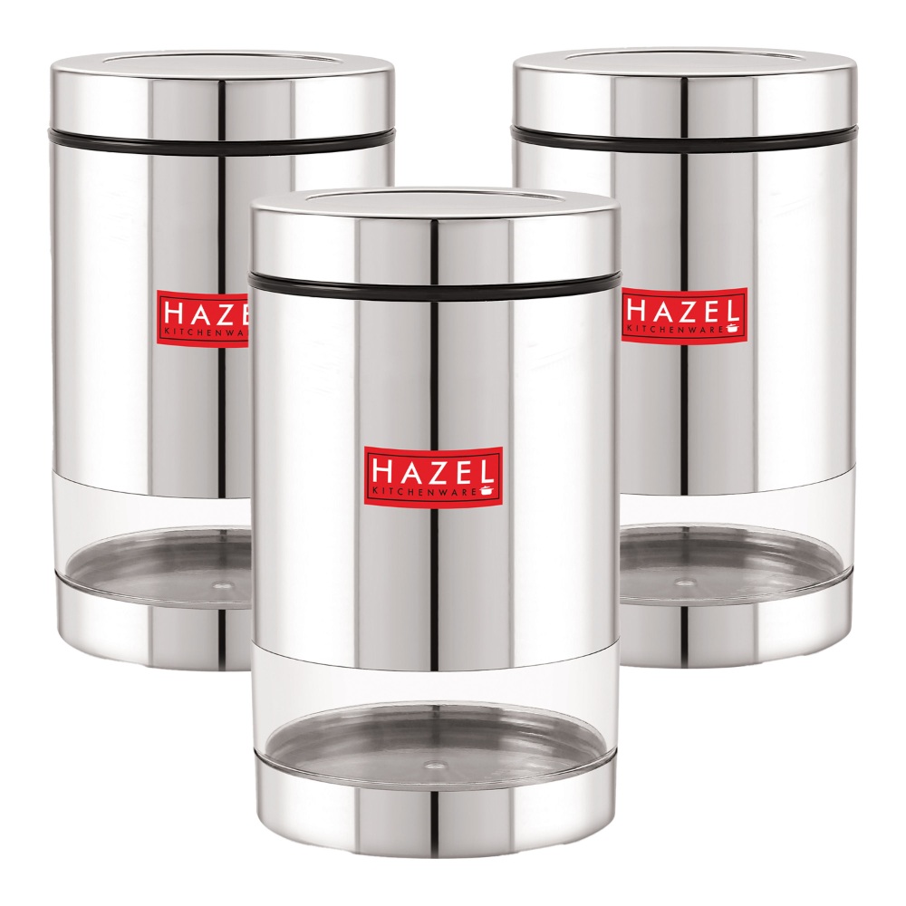 HAZEL Stainless Steel Container Set | Steel Container For Kitchen Storage Set | Multipurpose Storage Box for Kitchen I, 700 ML, Set of 3