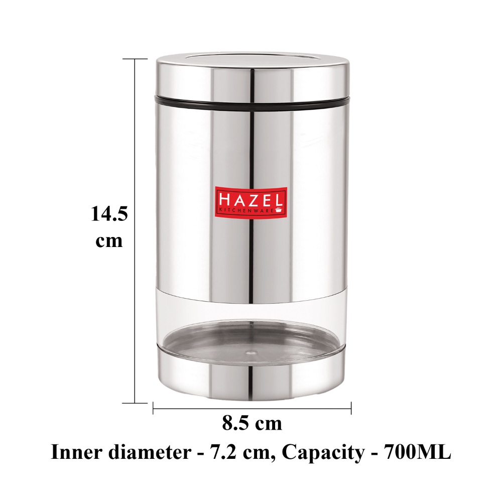 HAZEL Stainless Steel Container Set | Steel Container For Kitchen Storage Set | Multipurpose Storage Box for Kitchen I, 700 ML, Set of 3