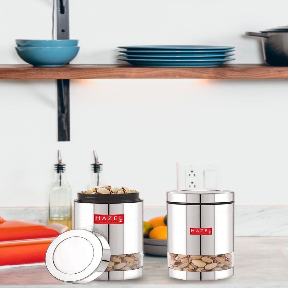 HAZEL Stainless Steel Container Set | Steel Container For Kitchen Storage Set | Multipurpose Storage Box for Kitchen I, 700 ML, Set of 2