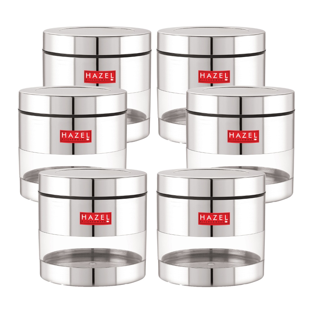 HAZEL Stainless Steel Container Set | Steel Container For Kitchen Storage Set | Multipurpose Storage Box for Kitchen I, 400 ML, Set of 6