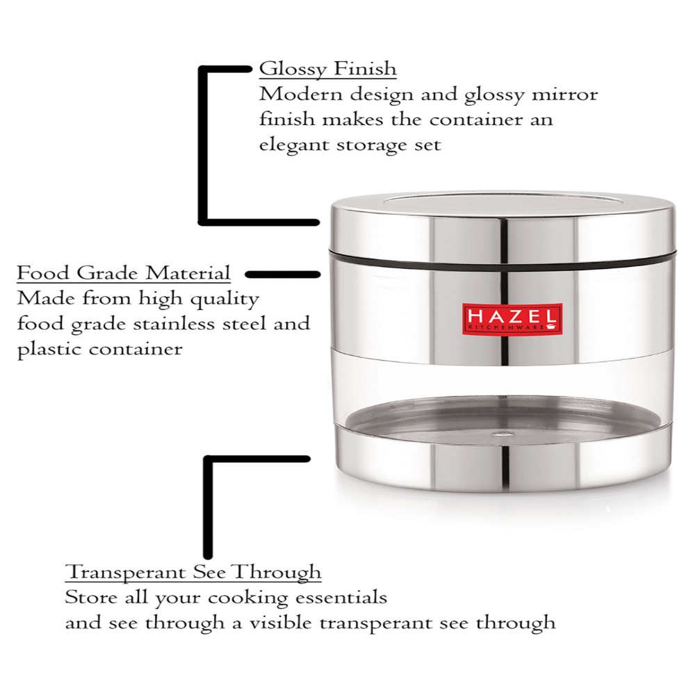 HAZEL Stainless Steel Container Set | Steel Container For Kitchen Storage Set | Multipurpose Storage Box for Kitchen I, 400 ML, Set of 2