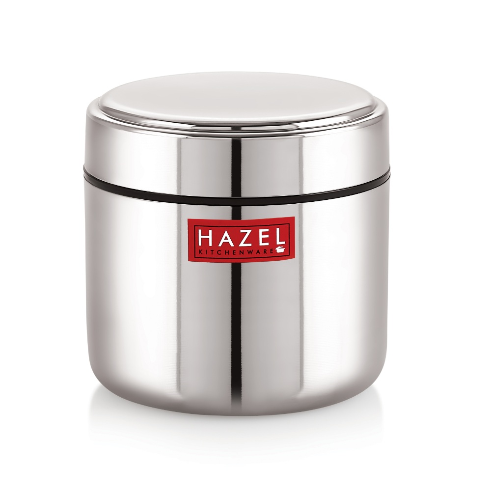 HAZEL Stainless Steel Mini Container Heavy Gauge Premium Airtight Dabbi Dabba Set of 5, 400 ML, Silver