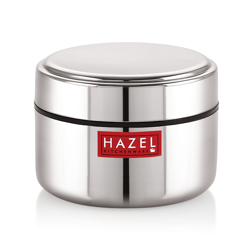 HAZEL Stainless Steel Mini Container Heavy Gauge Premium Airtight Dabbi Dabba Set of 4, 250 ML, Silver