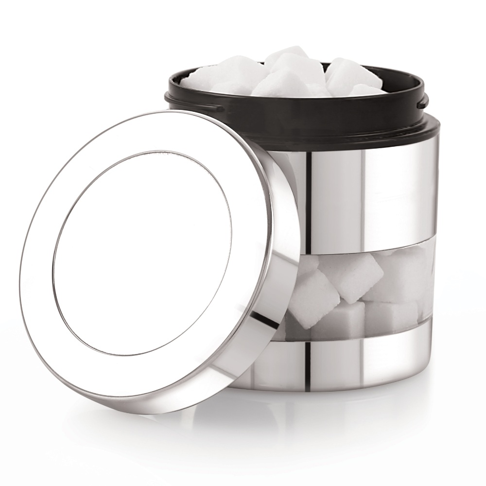 HAZEL Stainless Steel Containers Set For Kitchen Storage Transparent See Through Glossy Finish Storage Jars Dabba, Set of 5, 600 ML Each, Silver