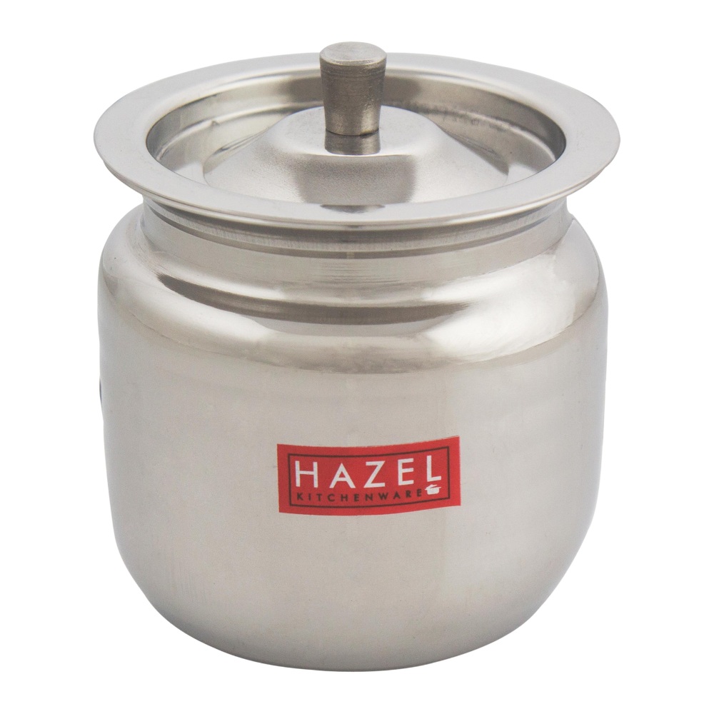 HAZEL Stainless Steel Supreme Hammered Finish Oil Ghee Pot, 450 ml, Silver