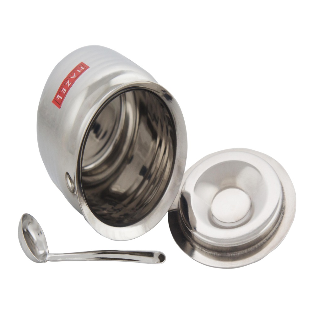 HAZEL Stainless Steel Supreme Hammered Finish Oil Ghee Pot, 450 ml, Silver