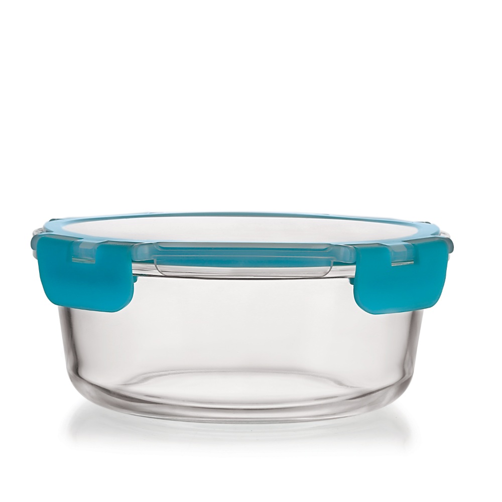 HAZEL Borosilicate Glass Round Airtight & Leak Proof Container, Set of 2 (2 x 950 ml) - Transparent