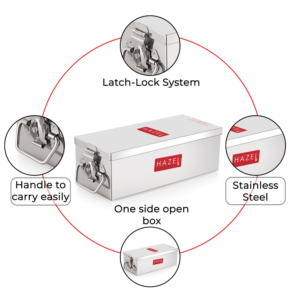 HAZEL Stainless Steel Jewellery Box Organisers for Women | Cash Box for Home & Shop Counter with Locking System & Glossy Finish, Set of 2
