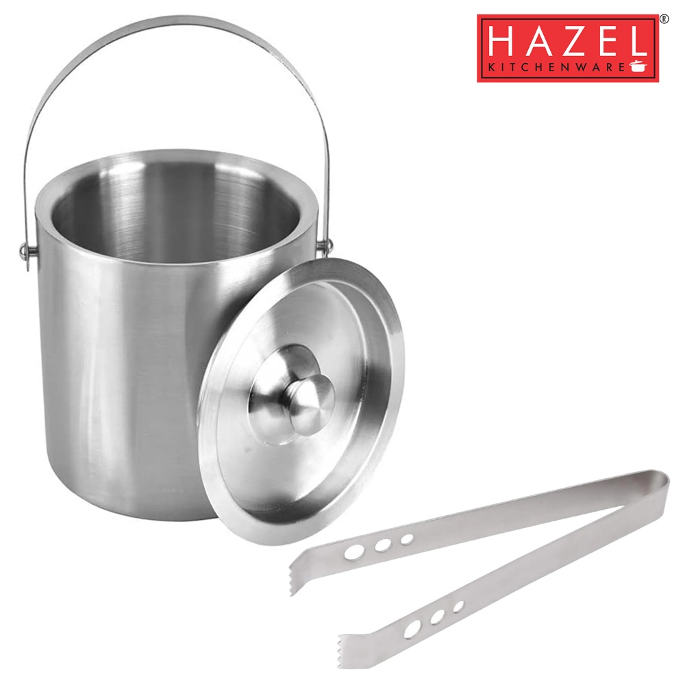 HAZEL Small Ice Bucket, 3 Hole Tong, Set Of 2