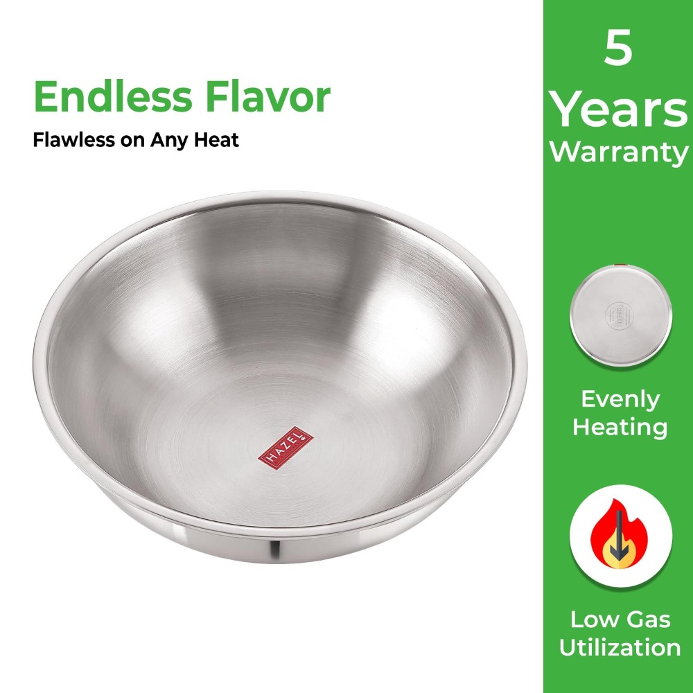 HAZEL Triply Stainless Steel Induction Bottom Tasra Tasla, 5 Litre, 32.1 cm