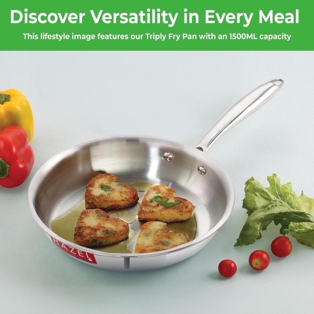 HAZEL Triply Stainless Steel Induction Bottom Fry Pan, 2 Litre, 28 cm