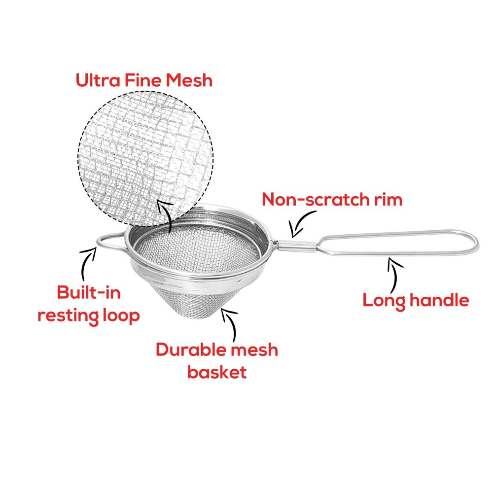 HAZEL Stainless Steel Conical Shape Bar Strainer/Food Strainer/Mesh Strainer