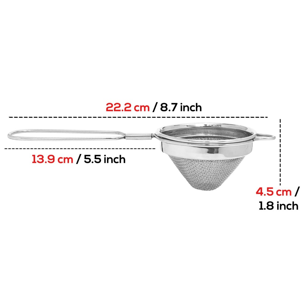 HAZEL Stainless Steel Conical Shape Bar Strainer/Food Strainer/Mesh Strainer