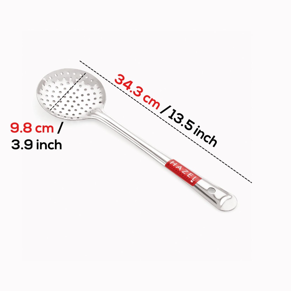 HAZEL Stainless Steel Puri Frying Strainer Jhara Versatile Deep Fry Chalni with Handle for Kitchen
