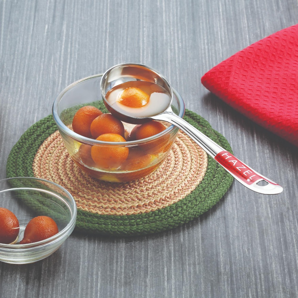 HAZEL Stainless Steel Round Serving Ladle Laddle Spoodle Spoon, 7.3 cm Dia