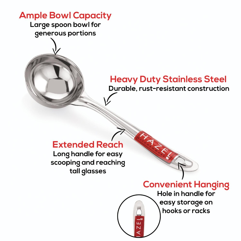 HAZEL Stainless Steel Round Serving Ladle Laddle Spoodle Spoon, 7.3 cm Dia