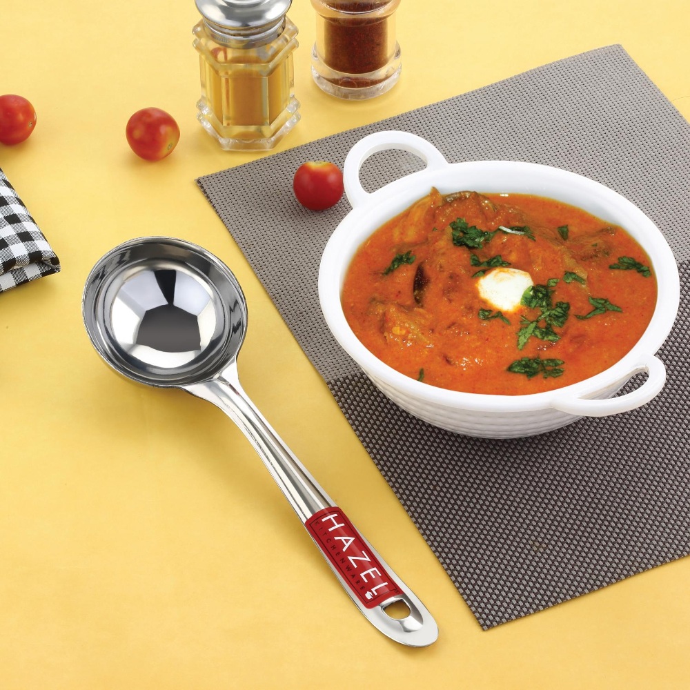 HAZEL Stainless Steel Round Serving Ladle Laddle Spoodle Spoon, 7.3 cm Dia