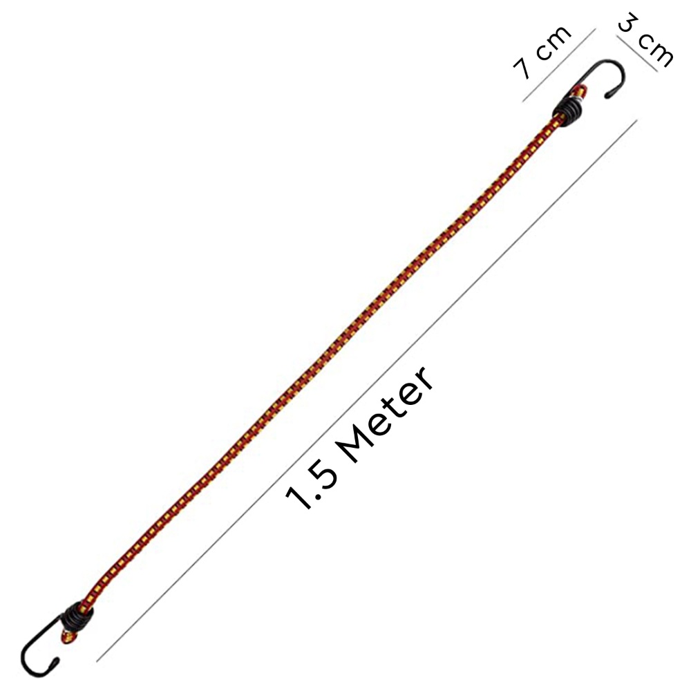 HAZEL 1 PcNylon Elastic Rope with Hooks, 1.5 Metre, Assorted Colours