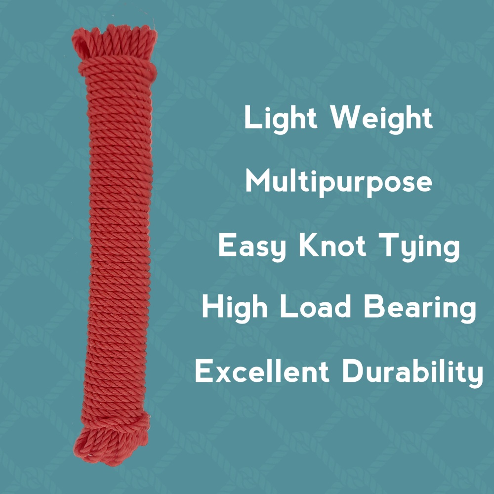 HAZEL 1 Pc Nylon Ropes 4 mm, 16 Meter Assorted Colours