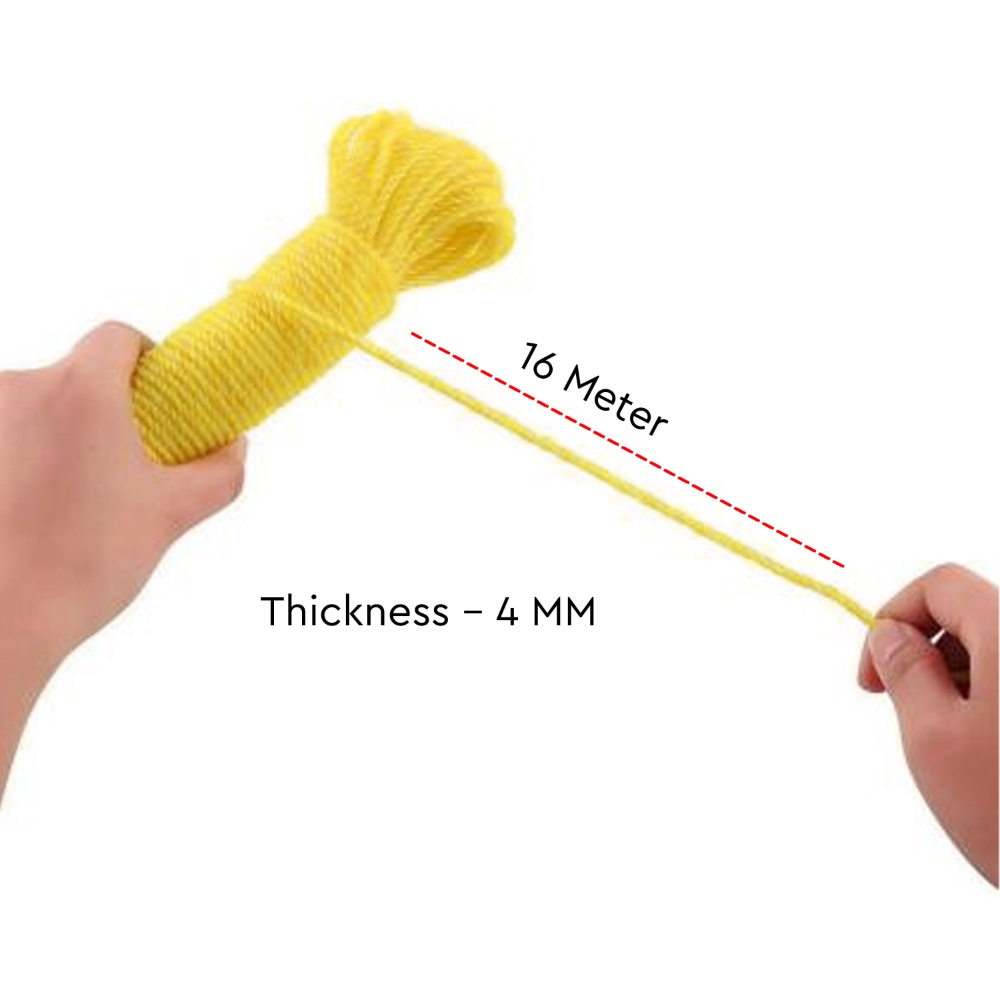 HAZEL 1 Pc Nylon Ropes 4 mm, 16 Meter Assorted Colours
