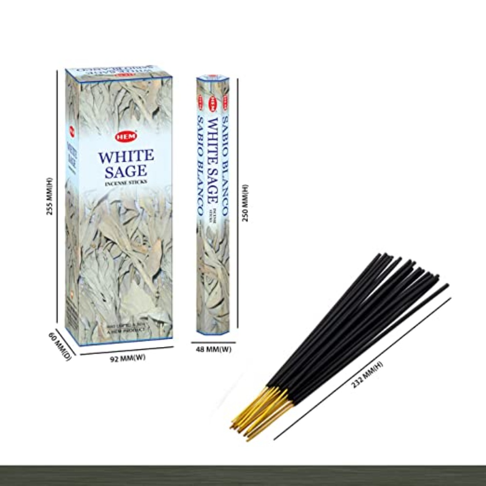 HEM White Sage Incense Sticks Agarbatti Set of 2 (120 Sticks)