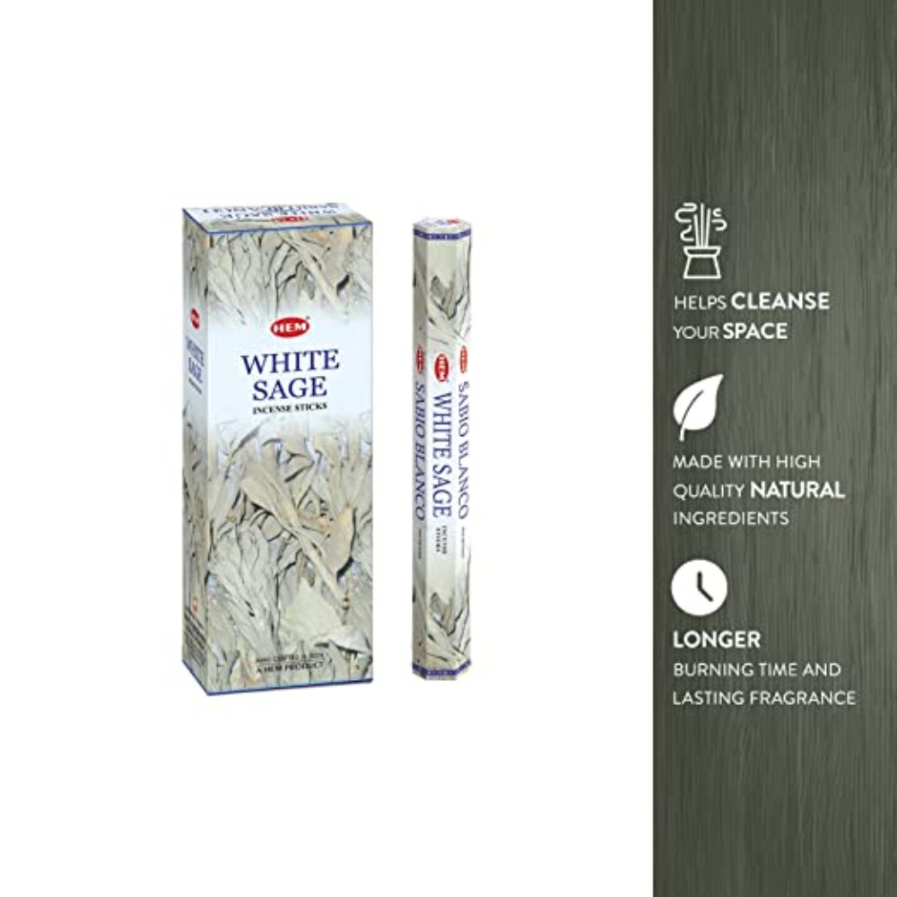 HEM White Sage Incense Sticks Agarbatti Set of 2 (120 Sticks)