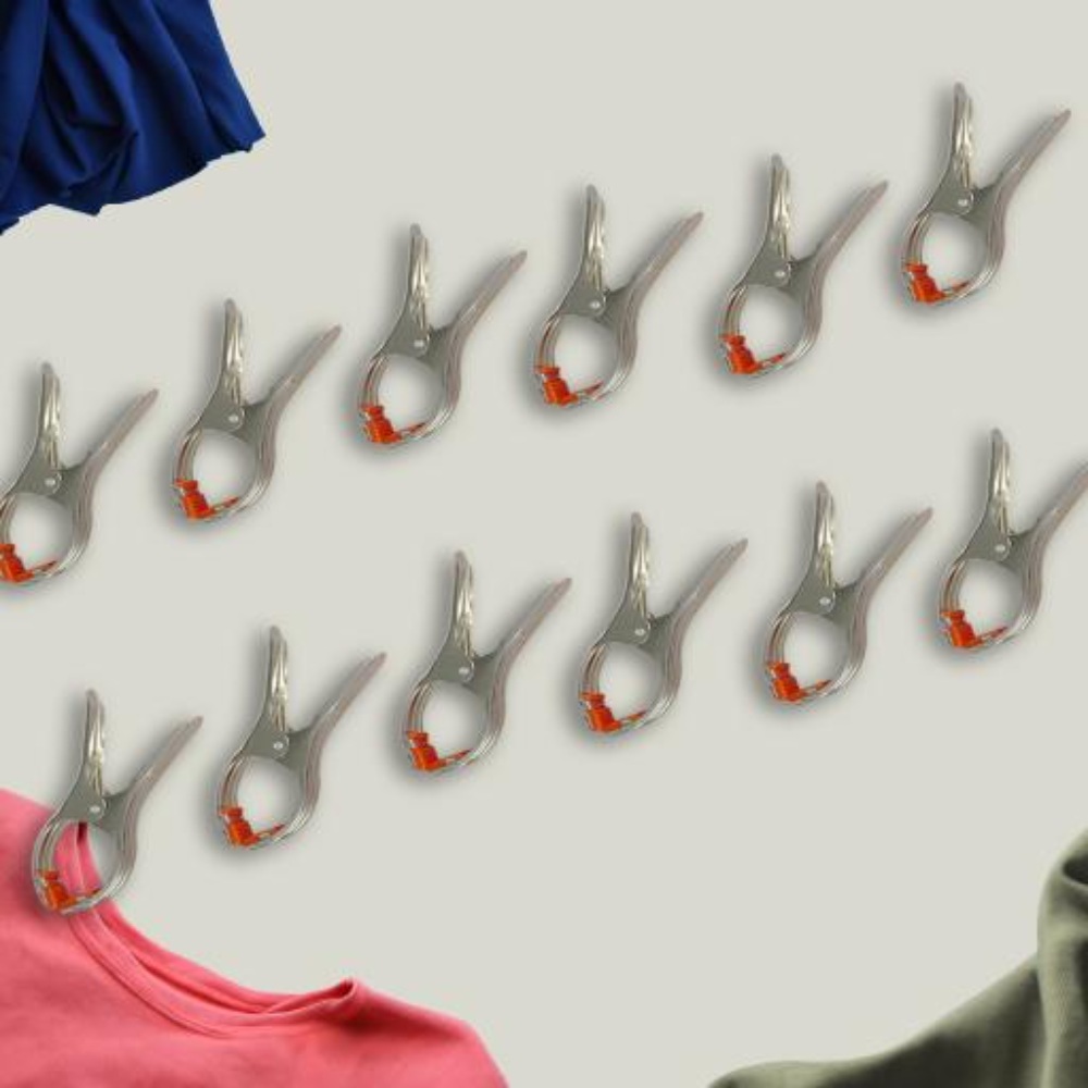 HAZEL Stainless SteelÂ Cloth Clips for Drying Clothes | Cloth Pins for DryingÂ Clothes, 12 pcs