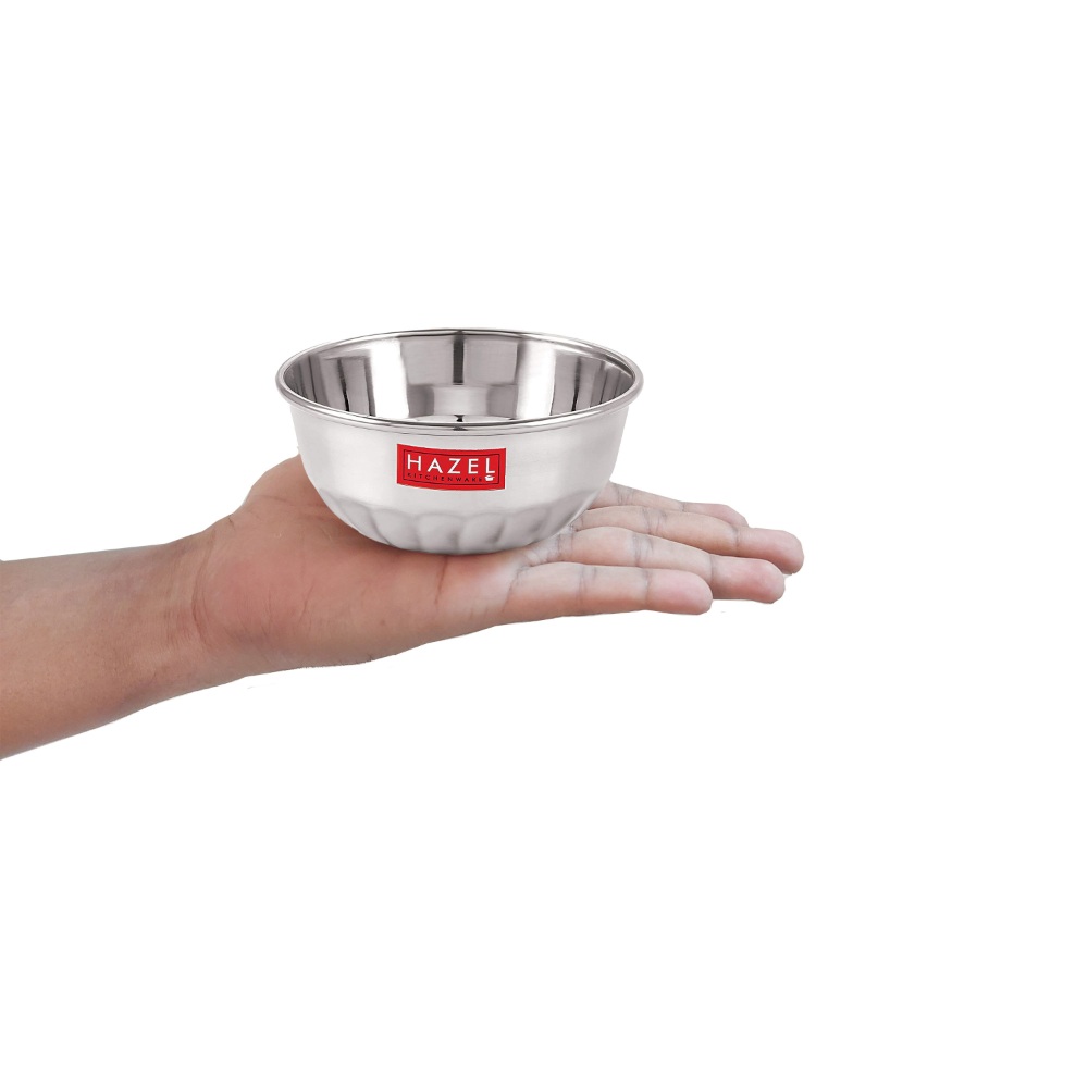 HAZEL Stainless Steel Serving Bowl Wati Dessert Vati Katori, Set of 1, 300 ML, Silver