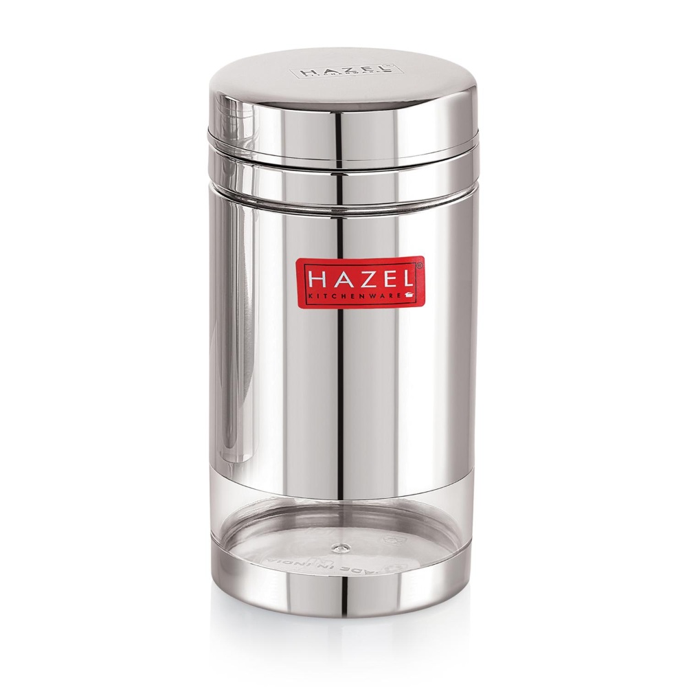 HAZEL Stainless Steel See Through Transparent Container | Kitchen Air Tight Storage Dabba Container, 1200 ML