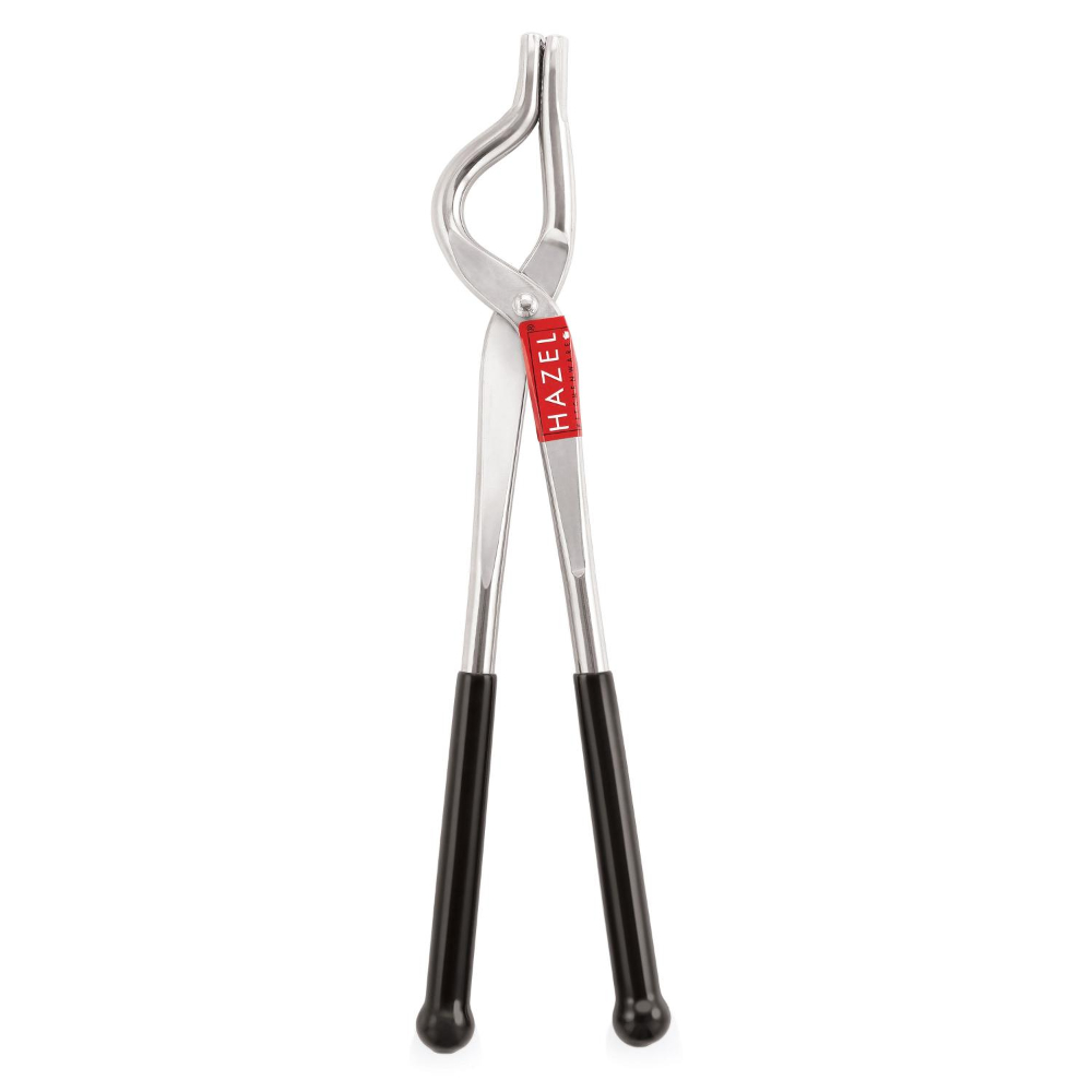 HAZEL Stainless Steel Single-Sided Pakad Tong | 9 mm Pakkad with Rubber Grip | Chimta Utensil Holder Kitchen Tools