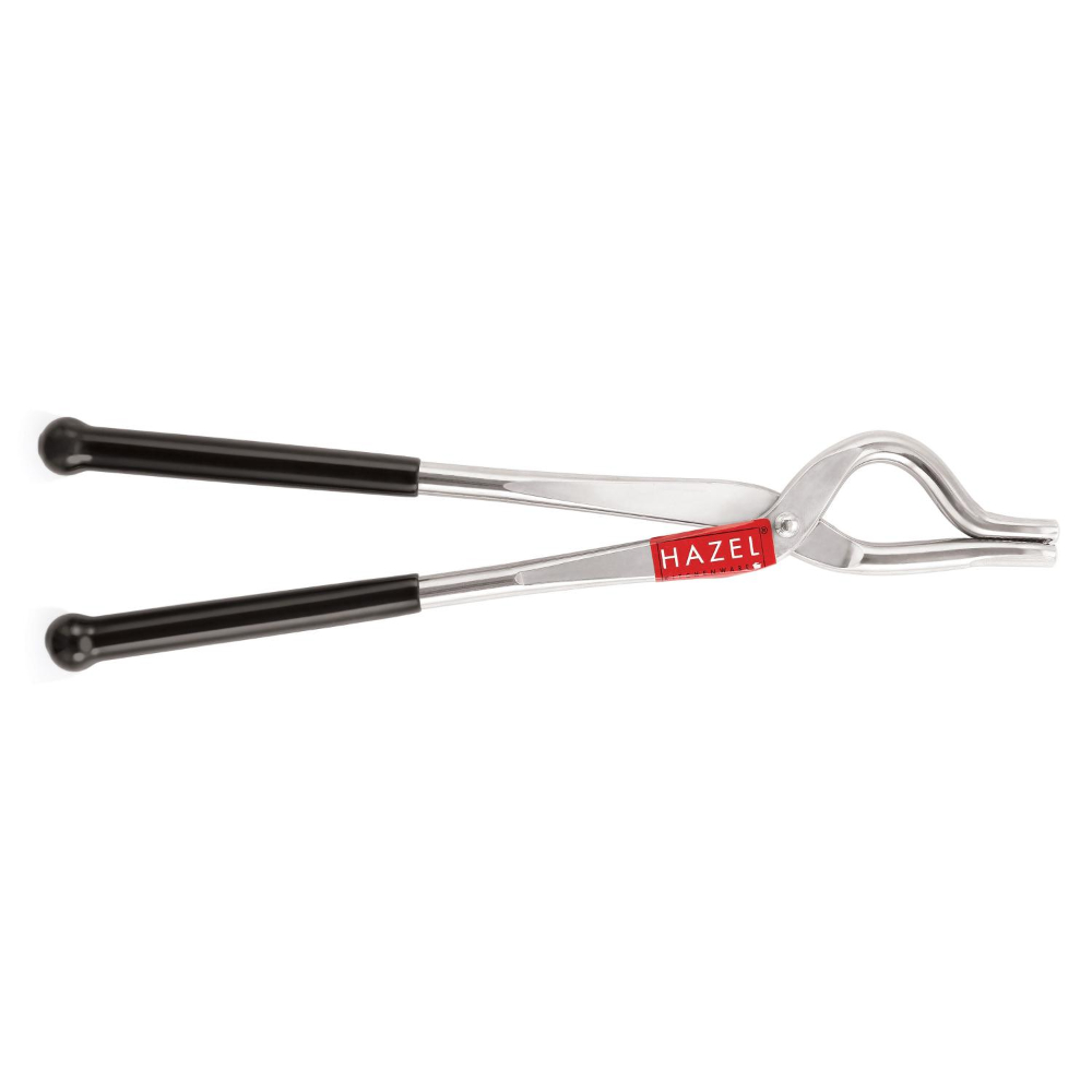 HAZEL Stainless Steel Single-Sided Pakad Tong | 9 mm Pakkad with Rubber Grip | Chimta Utensil Holder Kitchen Tools