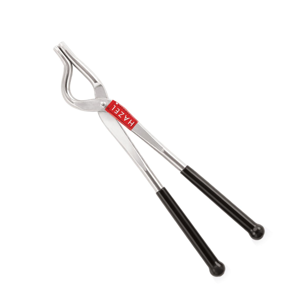 HAZEL Stainless Steel Single-Sided Pakad Tong | 9 mm Pakkad with Rubber Grip | Chimta Utensil Holder Kitchen Tools