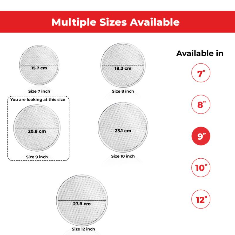 HAZEL Aluminum Pizza Mesh Tray | 9 Inch Round Baking Screen for Crispy Crust