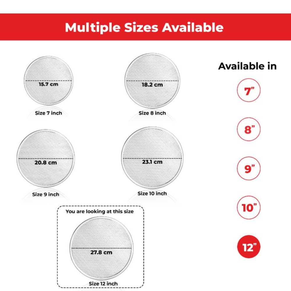 HAZEL Aluminum Pizza Mesh Tray | 12 Inch Round Baking Screen for Crispy Crust