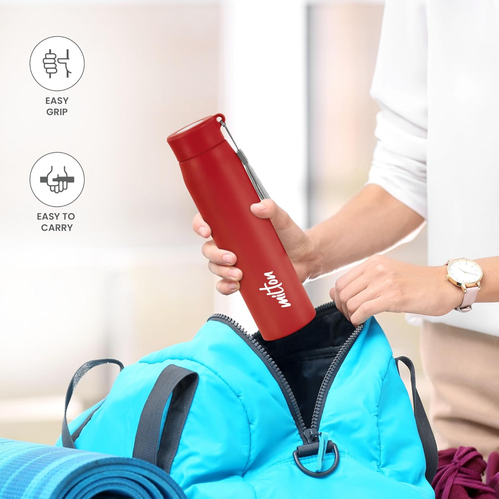 MILTON Handy 850 Stainless Steel Single walled Leak Proof Water Bottle, 780 ML, Red