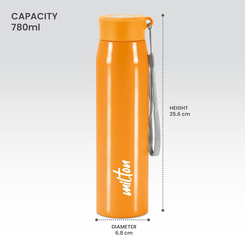 MILTON Handy 850 Stainless Steel Single walled Leak Proof Water Bottle, 780 ML, Orange