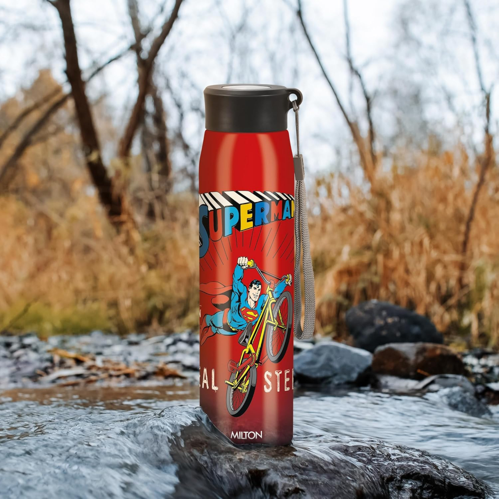 MILTON Handy Design 850 Stainless Steel Single walled Leak Proof Water Bottle, 780 ML, Red (Super Heroes - Superman)