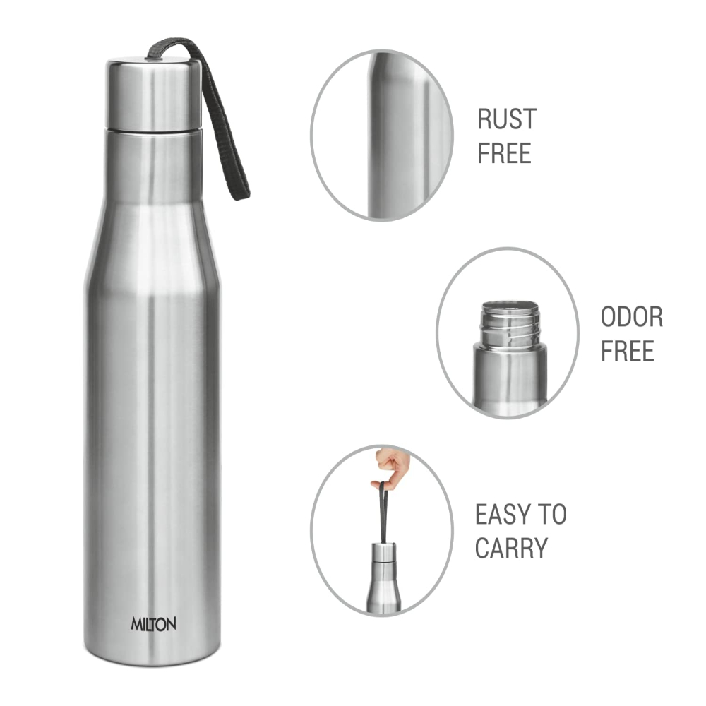 MILTON Super 1000 Stainless Steel Leak Proof Water Bottle, 1 Litre, Silver