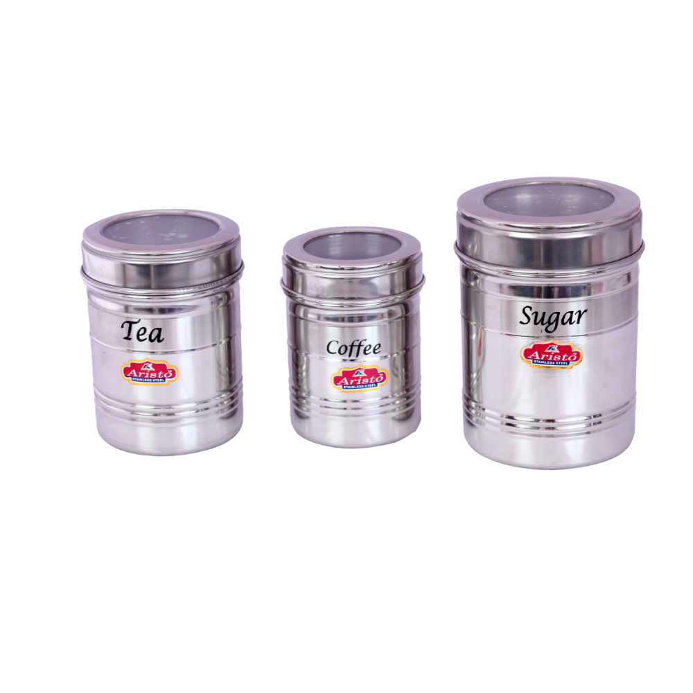 Aristo Tea Coffee Sugar Clear Container Set 375ml-800ml