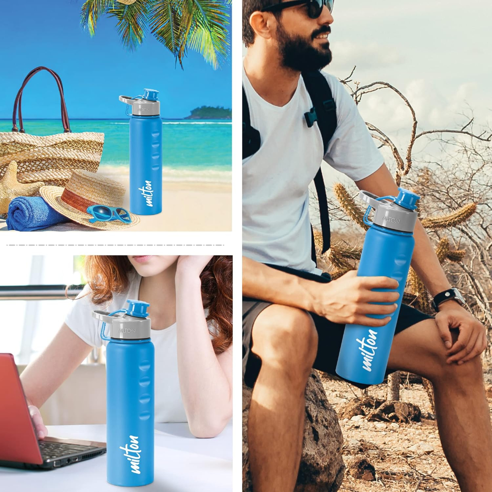 MILTON Gripper 1000 Stainless Steel Easy Grip Leak Proof Water Bottle, 920 ml, Blue