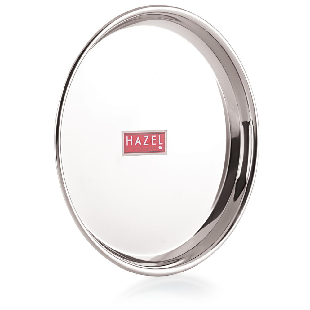 HAZEL Stainless Steel Dinner Lunch Plate Bhojan Thali, Dia 29 cm, Medium, 12 pcs Set
