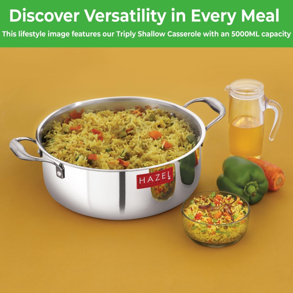 HAZEL Triply Stainless Steel Induction Bottom Stok pot Cookpot Tope with Handle, 4 Litre, 26.3 cm