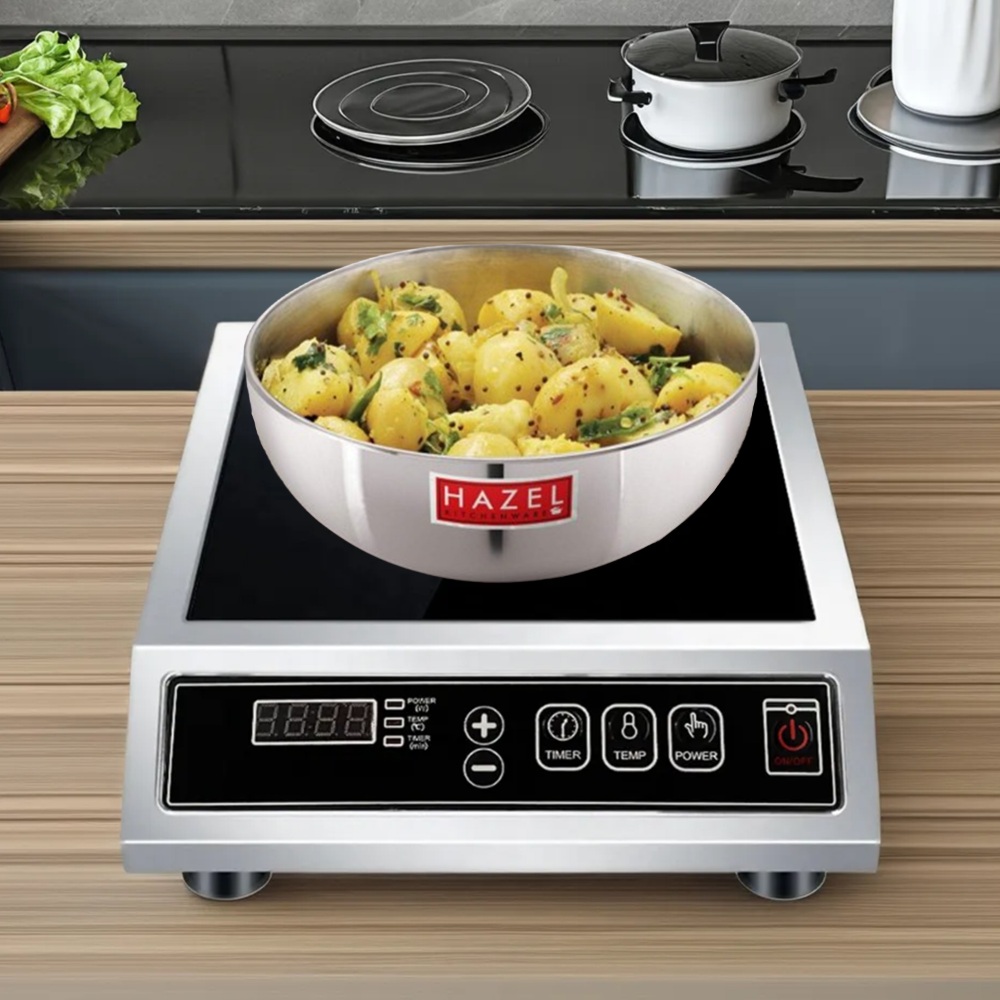 HAZEL Aluminium Induction Tasra/Cooking Pot (Tapeli, Bhagona) 1250 ml with Lid, 19 cm | Durable Tasra for Quick Heating on Induction