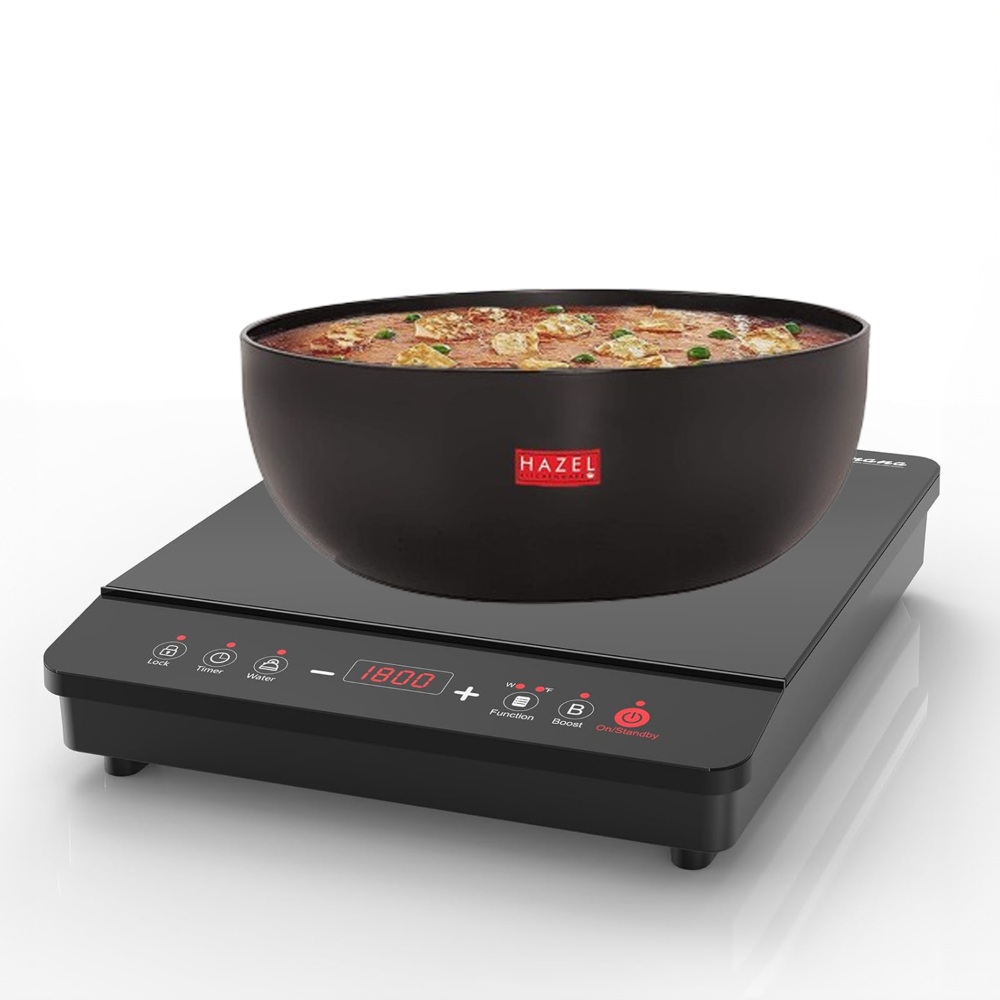 HAZEL Hard Anodised Tasra/Deep Pot (Tope, Tapeli) 3200 ml with Lid, 24.5 cm | Durable Non-Stick Tasra for Efficient Heat Distribution