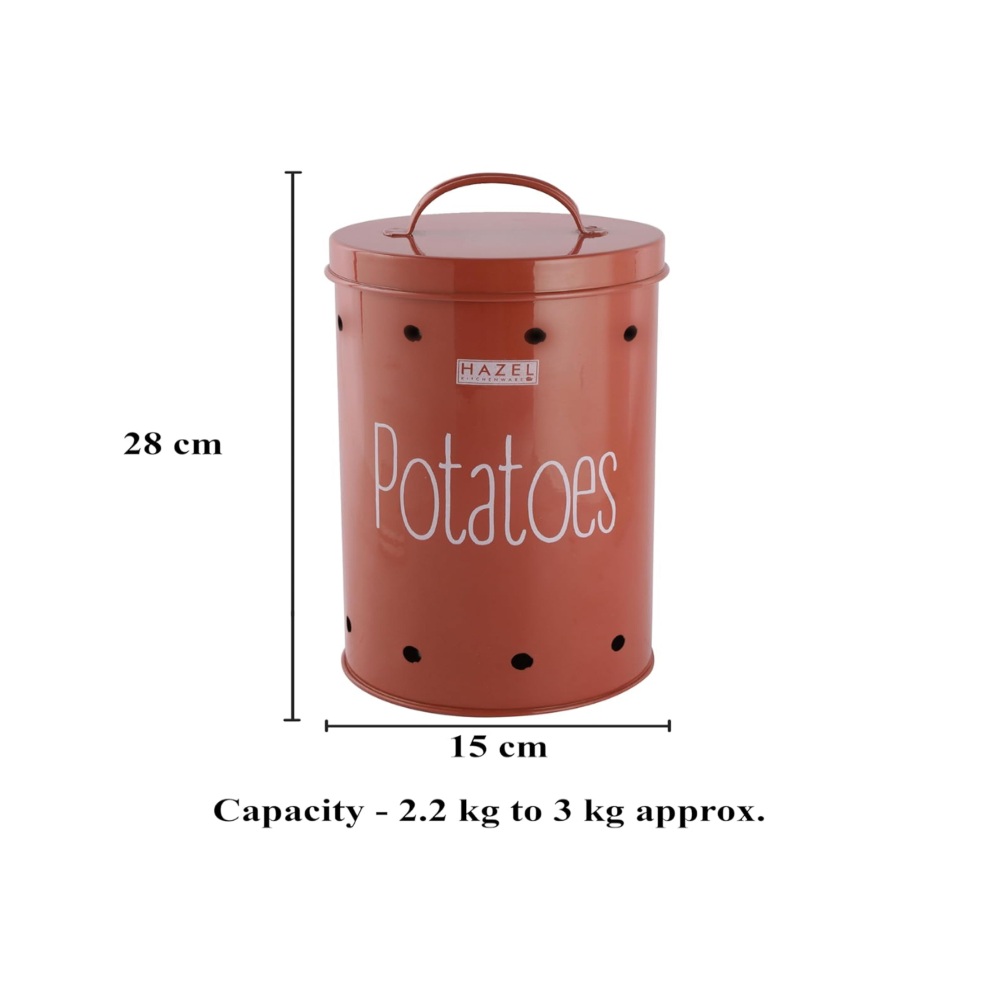 HAZEL Potato Storage Container For Kitchen | Container For Kitchen Storage | Food Grade Storage Container with Lid, 2.2 kg to 3 kg, Red