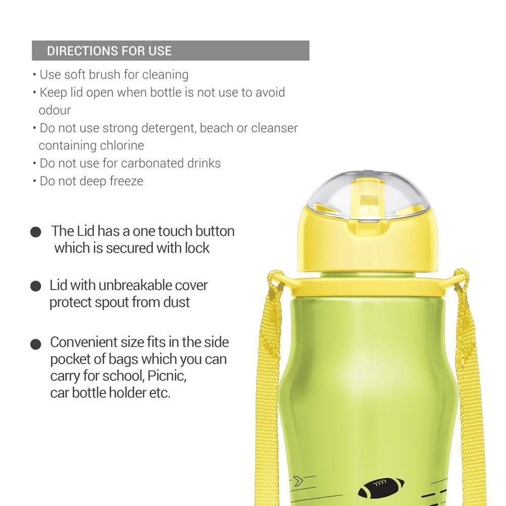 Milton Gaiety 650 Stainless Steel Insulated Water Bottle, 600 ml, Green