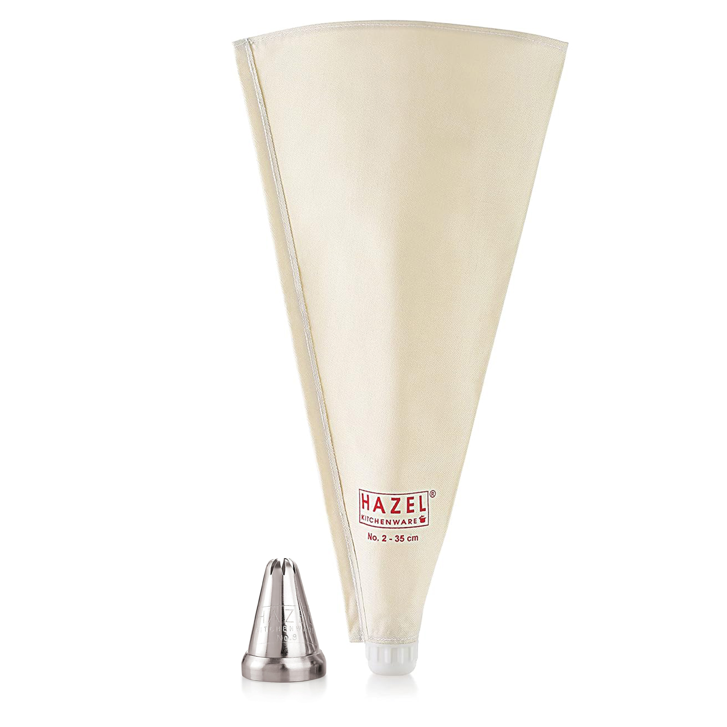 HAZEL Cake Decorating Nozzle & Reusable Piping Bag 35 Cm | Star Nozzle for Icing, Pastry, Cupcakes, Cakes